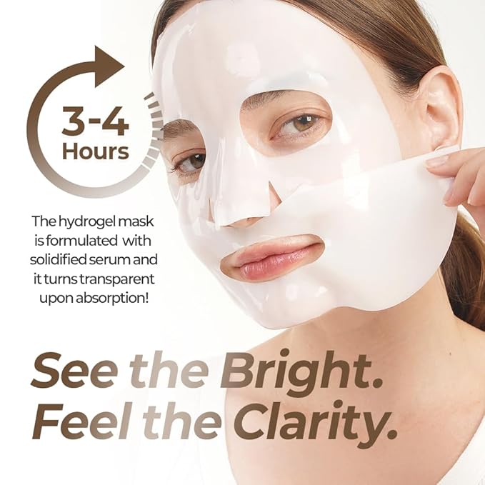 FARMSKIN Fermented Rice + Ceramide Bright Boosting Hydrogel Mask Set - Refreshing & Hydrating Facial Masks for All Skin Types - Daily Korean Skin Care for Uneven Skin Tone & Impurities (5EA, 1.19 oz)