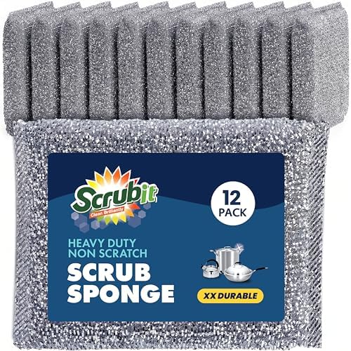 SCRUBIT Scrub Sponges for Kitchen, Non-Scratch Dish Sponges, Heavy Duty Steel Wool Scrubber Sponges Kitchen & Dishes Scrubbers (12) by SCRUBIT