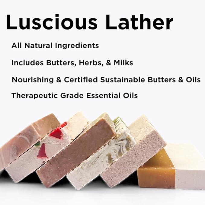 Sumbody USA Made Handmade Soap Bar (6pk) Heavenly Hydration Dry, Sensitive Skin, Moisturizing Soap For Face, Hands, Body Self Care Gift Set Men & Women - Goat Milk Citrus Vanilla Coconut Variety Pack