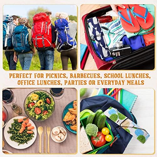 Boao 4 Sets Bamboo Utensils Wooden Utensils Set Reusable Cutlery Travel Chopsticks Fork Spoon Straw Portable Utensil Case for Travel Hiking Picnic Camping Cooking Office Kitchen (Natural Style) - Image 5