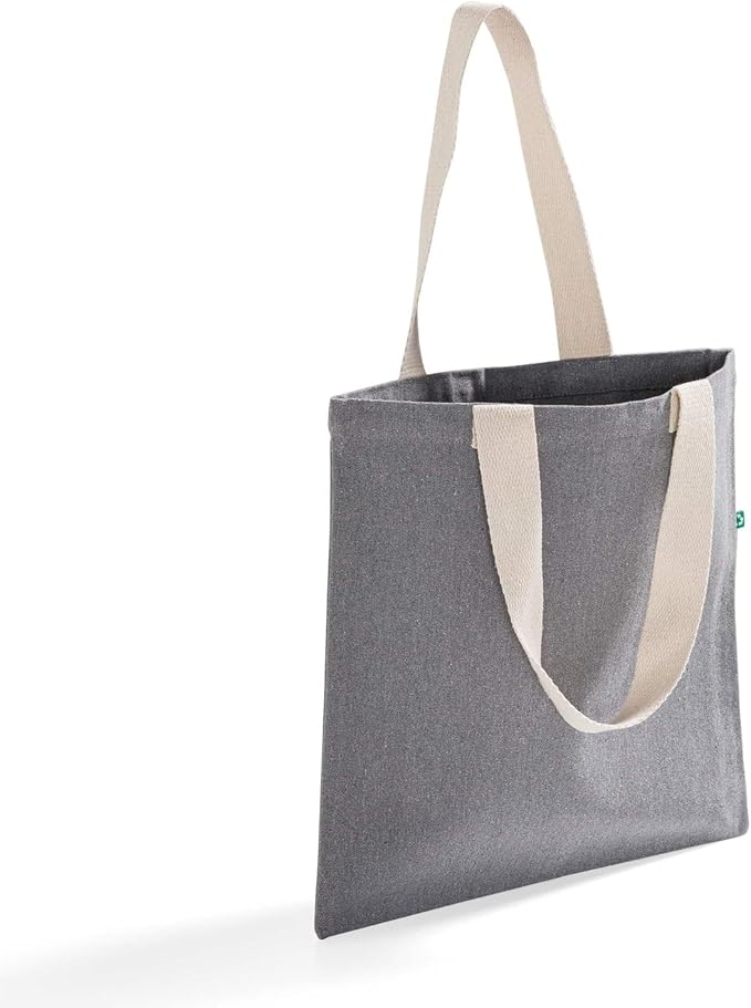 Recycled Canvas Tote Bags with Full Gusset – 6 Pack Reusable Flat Book Bag, Eco Friendly Canvas Tote Bulk,