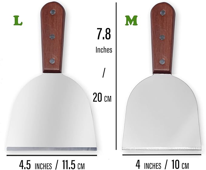 Stainless Steel Slant Grill Griddle Spatula Scraper Diner Flat Straight Blade (L)