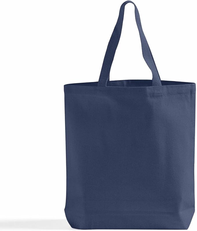 Premium Canvas Tote Bags – 12 Pack Reusable Shopping Bags with Shoulder Straps – Gusseted Totes for Daily Use