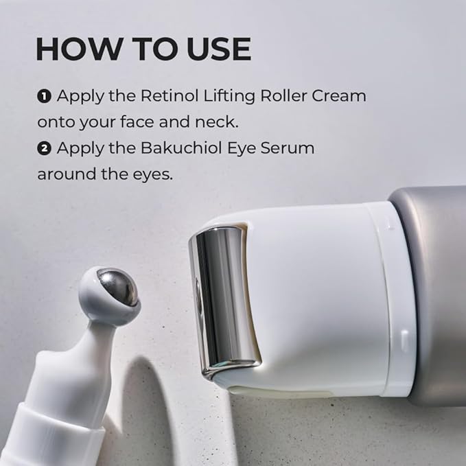 [SKIN&LAB] Anti-aging Rollers Duo Set, includes Bakuchiol Eye and Retinol Lifting Roller, Korean Vegan Skincare Gift Set, Gift for women, Christmas skincare gift set