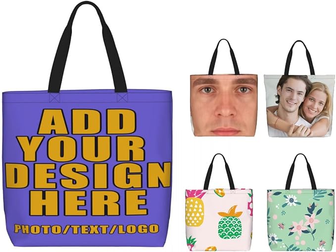 Custom Large Black Tote Bag With Pocket Extra Large Reusable Grocery Bags