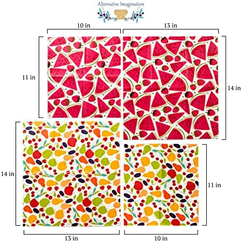 7 Pc Beeswax Wraps for Food Snacks, Sandwich, Bread - Reusable Eco Friendly Kitchen Storage and Zero Waste - 4 Wraps, 2 Beeswax Bars and Cotton Mesh Market Bag - Alternative Imagination - Image 3