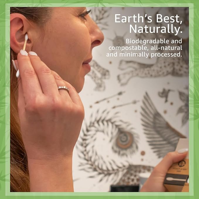 Ibambo 100% Bamboo Ear Swabs Cotton (500-Pack) | Biodegradable Double Tipped Bamboo Ear Cleaner | Eco Friendly Beauty & Personal Care | FSC Certified & Hypoallergenic | Suitable for All Ages & Pets