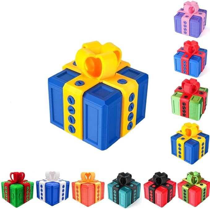 The Prank Box Funny Christmas Gifts Box Annoying Hilarious Screw Challenge with Surprise 3D Printed Screw Gifts Boxes Ideal for Birthday, Christmas (Blue and yellow)