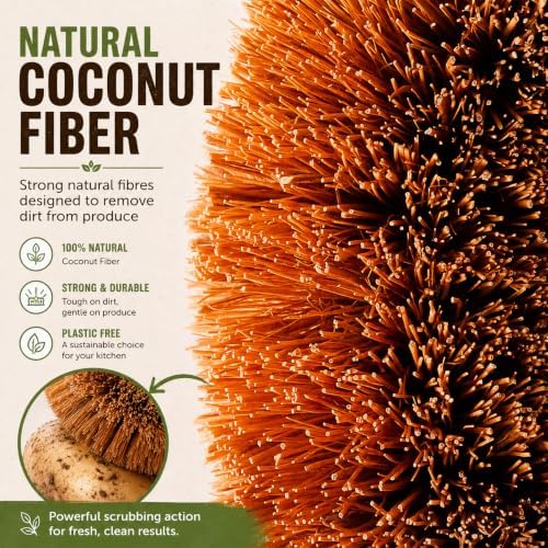 Pack of 3 Tawashi Vegetable Scrub Brush, 100% Natural Coconut Coir Fiber,Fruit Scrub,Eco Friendly Sponge Alternative,Japanese Kamenoko Design,Dish Scrubber for Cast Iron & Kitchen Cleaning - Image 3