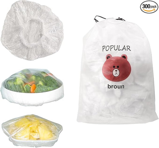 Fresh Keeping Bags, 300pcs Food Covers, Reusable Elastic Food Storage Covers, Plastic Sealing Elastic Stretch Adjustable Bowl Lids, Universal Kitchen Wrap Seal Bags