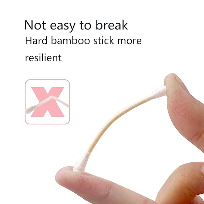 Cotton Swabs with Wooden Sticks/Double Tipped Natural Bamboo Cotton Buds 900pcs