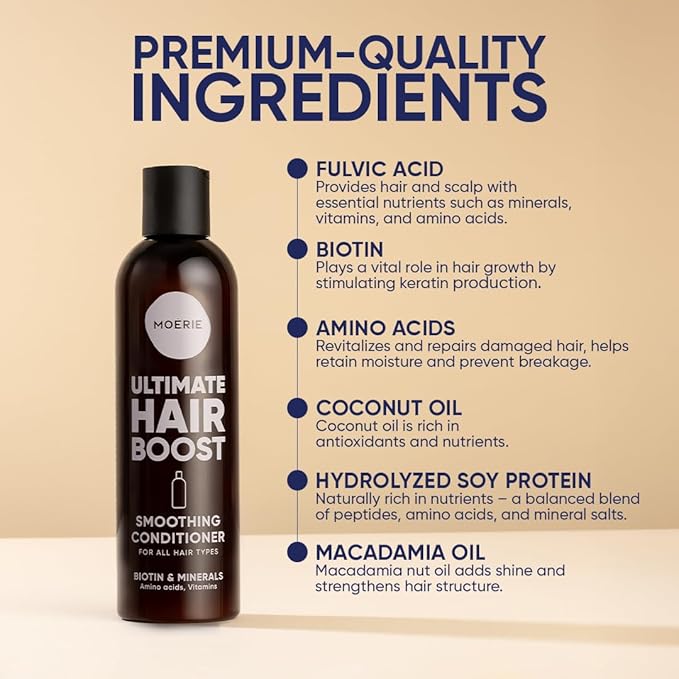 Moerie Ultimate Hair Growth Conditioner – For Longer, Thicker, Fuller Hair - Vegan Friendly Volumizing Hair Products – Paraben & Silicone Free – All Hair Types – Reverse Hair Loss – Double Set