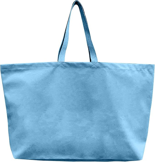 Large Canvas Tote Bag-Extra Big Shopping Beach Totes Bags Reusable Largest Grocery Plain Solid Bag 28"x8"x16"