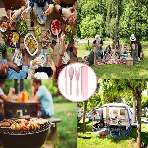 2Pack Pink Wheat Straw Travel Cutlery, BPA Free Utensils with Storage Case - Image 7