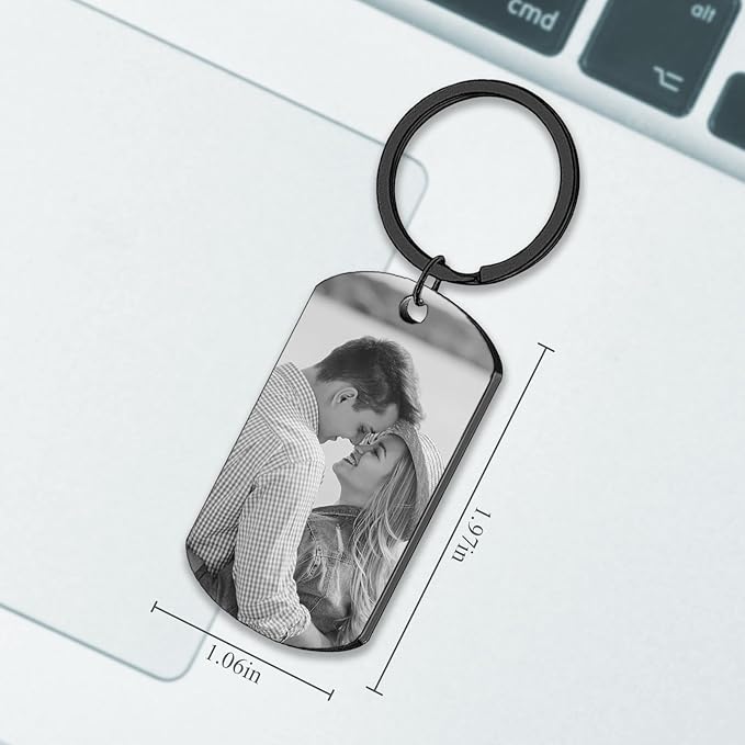 Custom Keychain Double Sided Personalized Picture Text Keychains Engraving Photo Key chains Gifts for Women Boyfriend