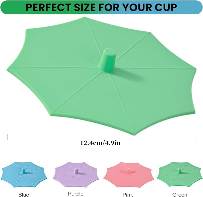 Silicone Cup Covers (Set of 4) ， Multicolored Silicone Lids for Mugs, Cups, Tea Pots,Flexible Mug Covers，Hot Cup Lids for Coffee & Tea