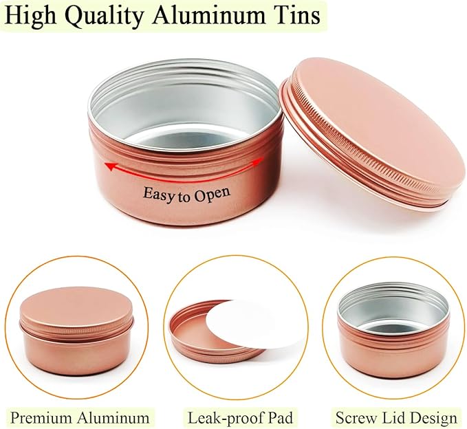 6pcs 150ml Aluminum Tin Jar with Screw Cap Lid, Empty Refillable Makeup Lip Balm Container Round Travel Jar Cosmetic Pots, Metal Cans for Slime Salve Cream Candle Powder Tea Beads, Matte-Pink