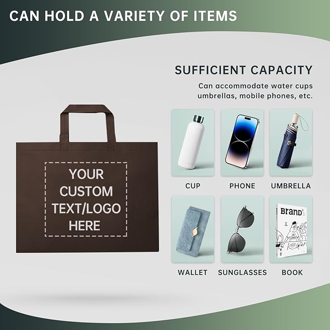 Custom Tote Bags Set of 50, Bulk Pack Grocery Shopping Travel Business Activities advertisement Reusable Bag