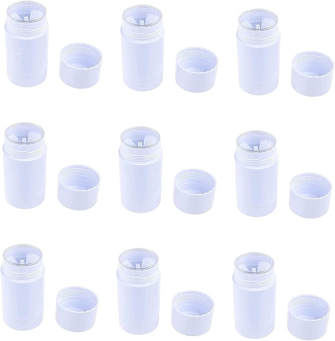 10 Pcs 75ml 2.5 OZ Empty Round Deodorant Containers Twist Up Filling Stick Deodorant Container Plastic Deodorant Bottles Lip Balm Tube Refillable DIY Cosmetic Chapstick Lipstick Tube(White)