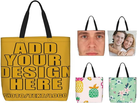 Custom Large Black Tote Bag With Pocket Extra Large Reusable Grocery Bags
