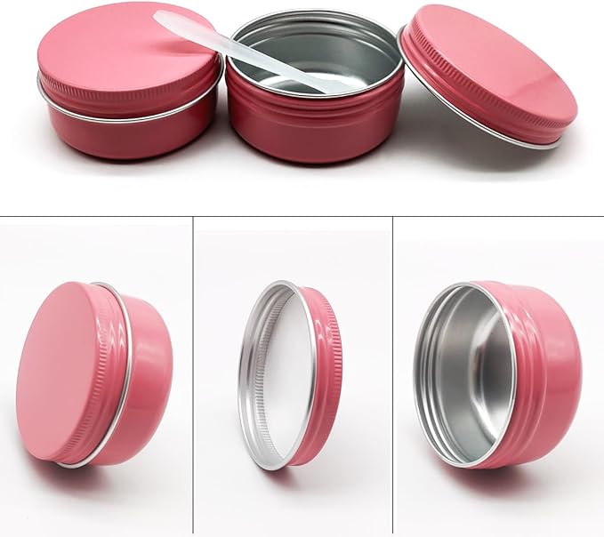 10pack 80ml Aluminum Tin, 80 Gram Pink Container Leak Proof Cosmetic Jars, 80g Small Makeup Round Screw Lids Pot for Cosmetic, Salves, Lip Balms, Toner, Cream, Paint, Candle, Tea, Beads, Wax
