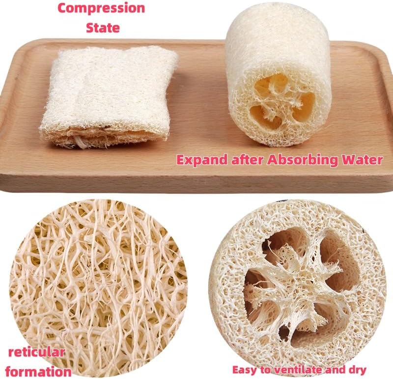 Loofah Body Scrubber Sponge 6-Pack - Natural Exfoliating Sponges for Bath & Shower, Biodegradable Luffa for Smooth & Glowing Skin, Spa Gift Set, Dye-Free, Vegan - Image 5