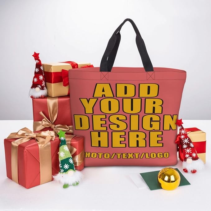 Custom Large Black Tote Bag With Pocket Extra Large Reusable Grocery Bags