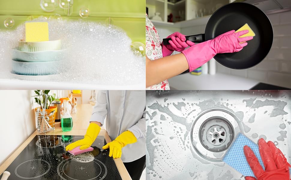 Non-Scratch, Gentle Mesh Dishwashing Sponge, Quick Dry, Odor-Resistant Dish Sponge, Gentle Cleaning for Kitchen, Dishes, Household Cleaning, Stainless Steel & Non-Stick Pans (Pack of 6) - Image 6