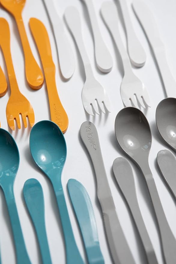 KNORK Eco 12 Piece (Fork, Knife, Spoon) Plant Based Bamboo Cutlery Reusable Flatware Set
