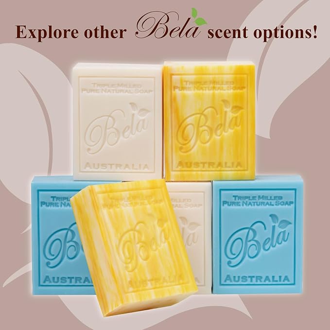 BELA Patchouli Soap 3.3 OZ Pack of 12, French Triple Milled Bar Soap with Organic Shea Butter, Hand, Face and Body Was Bar Made in Australia