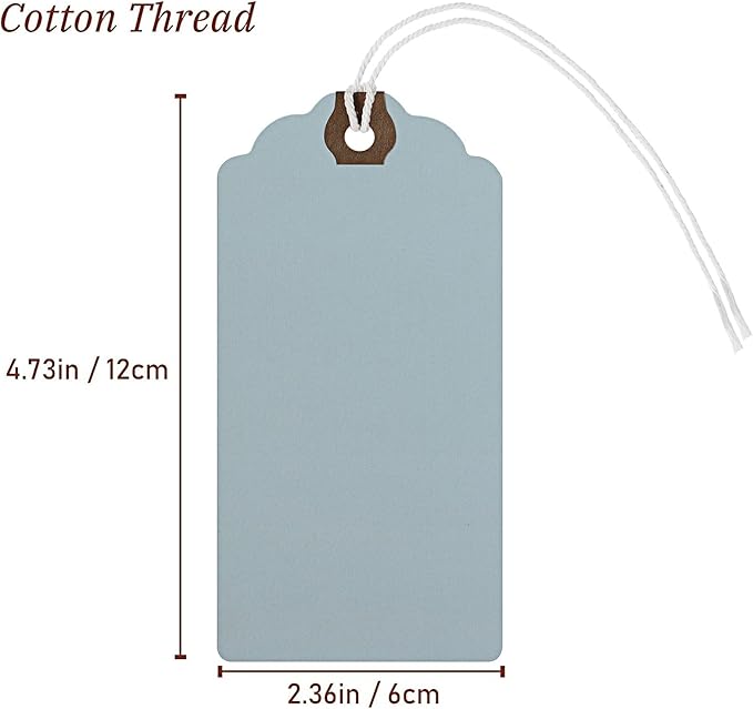 Outus 60 Pcs 4 3/4-in x 2 3/8-in Blank Large Paper Gift Tags with String and Reinforced Eyelet Wire Writable Price Tags Shipping Labels Inventory Labels(Morandi Color)
