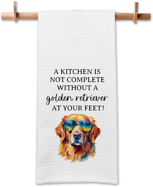 Funny Golden Retriever Kitchen Towels, A Kitchen is Not Complete Without A Golden Retriever Dishcloths, Dog Lovers Gifts, Decorative Tea Towels with Saying, New Home Gifts for Hostess Dog Mom