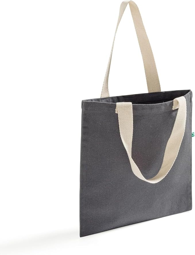 Recycled Canvas Tote Bags with Full Gusset – 6 Pack Reusable Flat Book Bag, Eco Friendly Canvas Tote Bulk,