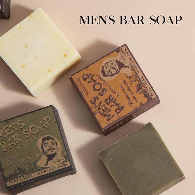 Natural Bar Soap for Body - 5oz x 3 Bars, Skin Cleansing Bar Soap Made from Natural Oils, Acne Relief & Skin Moisturizing - Australian Tea Tree, Summer Orange, Coconut Milk