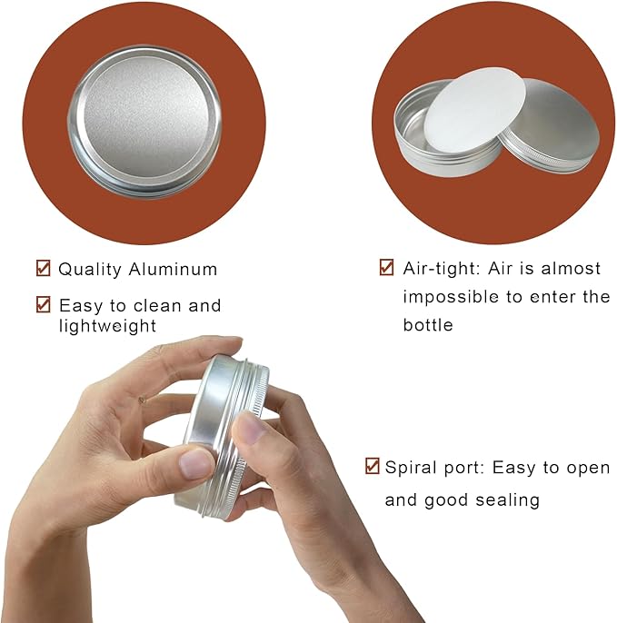 4 oz Tins with Lids, 24 Pack 4oz Tins Wide Mouth Aluminum Tin Cans, Durable Salve Containers Round Metal Tin with Lid and Labels for Spices, Candles or Salve(Silver)