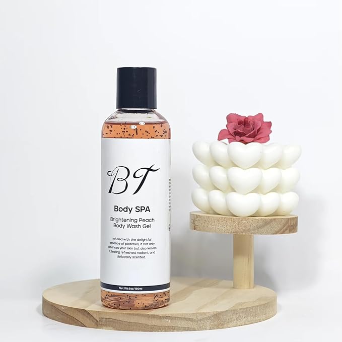 BT Body Spa Vitamin C Body Scrub Set – Brightening Exfoliating Scrub, Peach Body Wash & Turmeric Shower Gel for Smooth, Even-Tone Skin