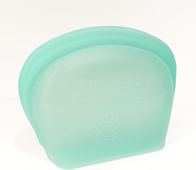 SnapPack Premium Silicone Reusable Pet Storage Stand-Up Bags, Pet Duo Set, Microwave, Dishwasher, Oven and Freezer Safe, BPA Free, Leak-free, and Eco-friendly (Single - Teal 1000ml)