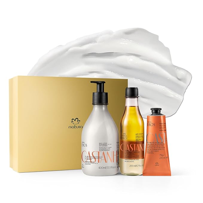 natura - Brazil Nut Deep Nourishing Holiday Gift Set – Triple-Phase Shower Oil 200 ml + Body Lotion 400 ml + Hand Cream 75 g – 100% Vegan, Rich in Omega 6 & 9, Deep Hydration & Radiance