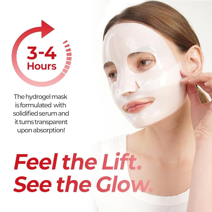 FARMSKIN Korean Ginseng + Peptide Firm Boosting Hydrogel Mask Set - Nourishing, Plumping & Hydrating Facial Masks for All Skin Types - Korean Skin Care for Fine Lines & Impurities (5EA, 1.19 oz)