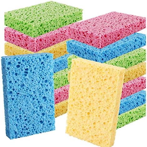 PANYEE Cleaning Scrub Colored Sponge,Non-Scratch Kitchen Cellulose Dishwashing Sponge,16Pack Biodegradable Natural Sponge by PANYEE