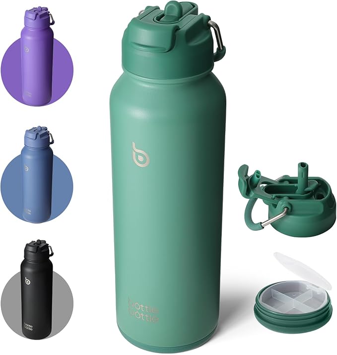 BOTTLE BOTTLE 40 oz sports water bottle stainless steel insulated water bottle with straw and pills holder