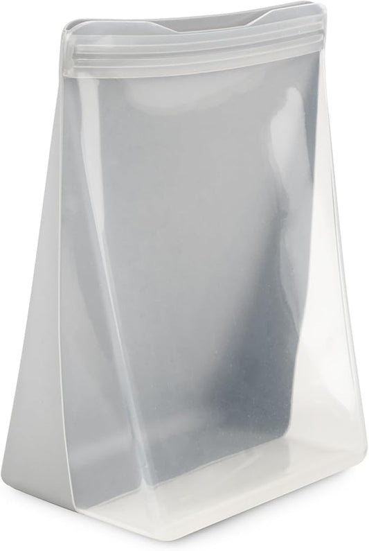 W&P Porter Silicone Reusable Storage Bag, Sandwich (36oz Stand-Up), Slate, Food Storage Container, Microwave and Dishwasher Safe, Easy Cleaning