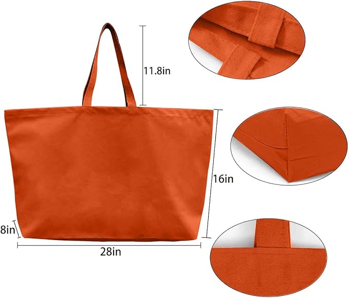 Large Canvas Tote Bag-Extra Big Shopping Beach Totes Bags Reusable Largest Grocery Plain Solid Bag 28"x8"x16"
