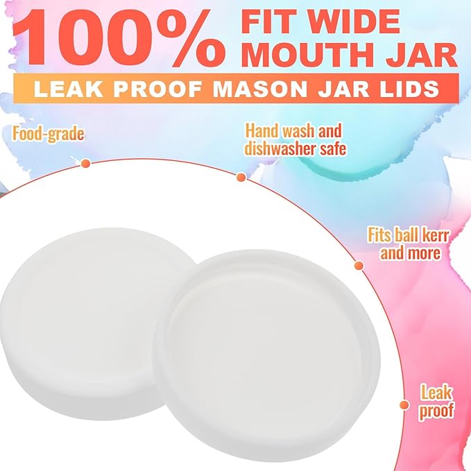 6 Pcs Silicone Lids Mason Jar Lids Thickened Leak Proof Lid for 70mm Mouth Mason Jars, Reusable Large Canning Jar Caps(White)