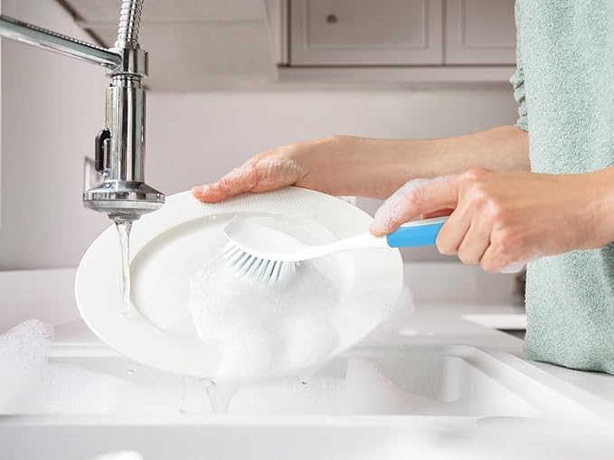 Dish Brush, Dish Scrubber & Kitchen Scrub Brush for Dishes, Pots, Pans, Sink, Cast Iron, Yellow Blue 20 Pack