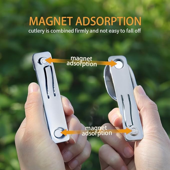 Roxon C2 Camping Utensil 2 in 1 Detachable Folding Cutlery with Fork & Spoon for Outdoor, Camping, Hiking, Easy to Carry Highly Practical Tableware