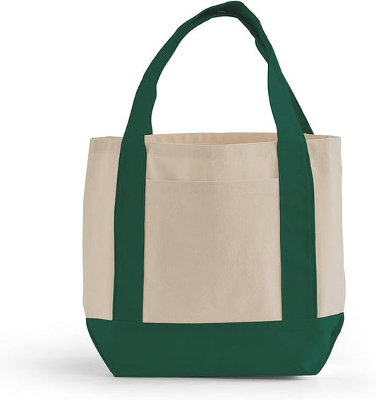 12 Pack Mini Iconic Canvas Shopping Bags with Gusset – Reusable Eco-Friendly Tote Bags with Handles