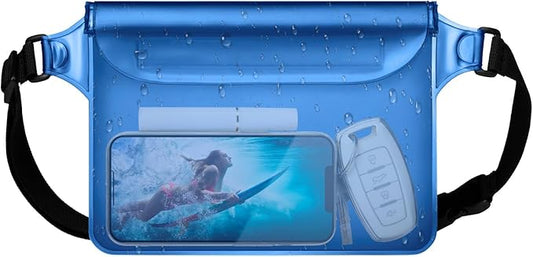 F-color Waterproof Fanny Pack - Cruise Essentials 2025 - Waterproof Pouch, Triple Zipper Roll-Top Dry Bag for Phone with Adjustable Waist Strap, Keep Passport Valuables Dry for Beach Kayaking Boating