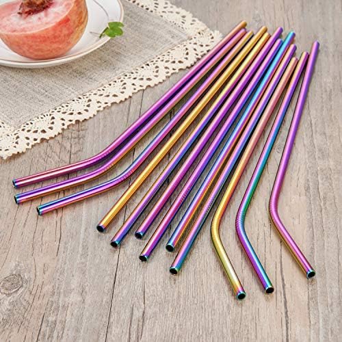 20 Pcs Rainbow Color Reusable Stainless Steel Straws,10.5" & 8.5" Reusable Drinking Straws with 20 Silicone Tips 5 Straw Brushes 1 Travel Case,Eco Friendly Extra Long Metal Straw for 20 30 oz Tumbler - Image 7