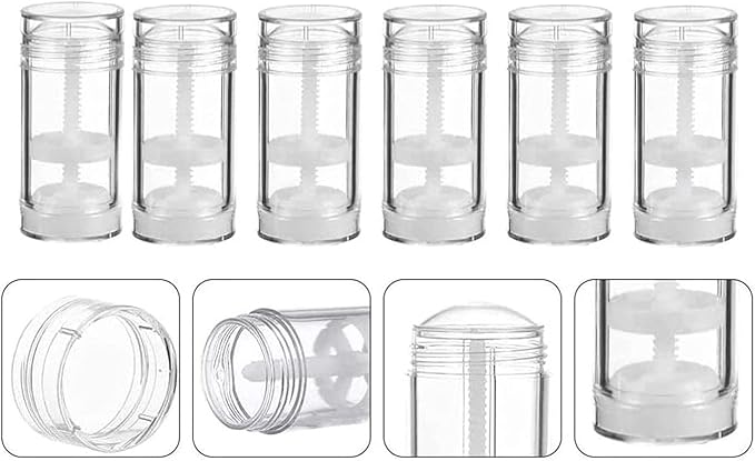 10 Pcs 50ml 1.7 OZ Empty Deodorant Containers Twist-up Filling Stick Clear Plastic Deodorant Container Refillable Deodorant Bottles Bottom-fill Round Lip Balm Tubes for DIY Lipstick (Clear)